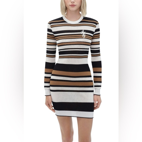 NWT Amiri Backless Multi-Stripe Sweater Dress in Brown/Black - Picture 2 of 16